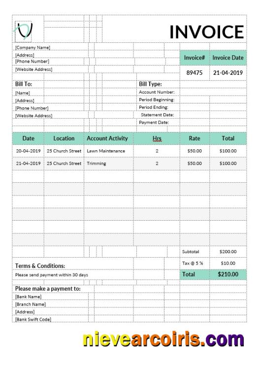 Premium Landscaping Invoice Template