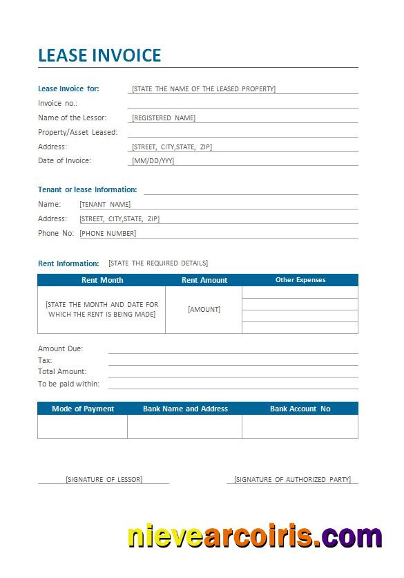 Professional Lease Invoice Template