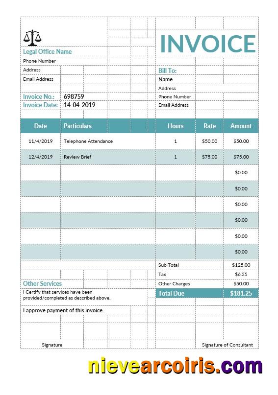 Professional Legal Consulting Invoice Template