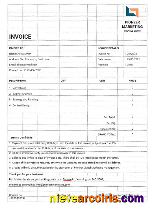 Realistic Marketing Agency Invoice Template