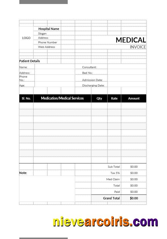 Professional Medical Bill Format Template