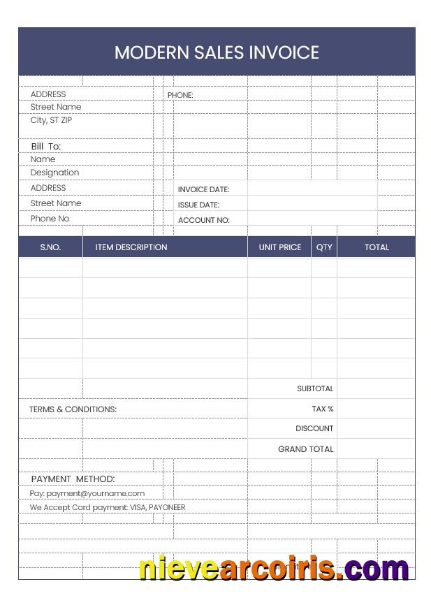 Realistic Modern Sales Invoice Template