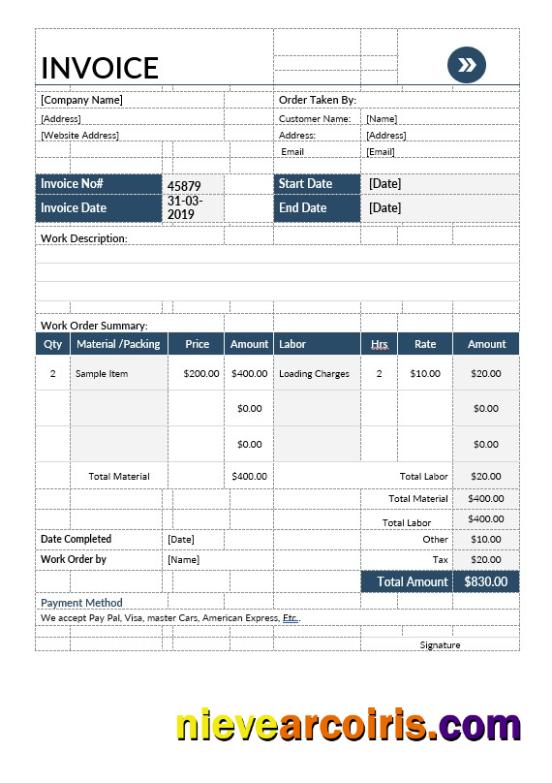 Realistic Moving Company Invoice Template