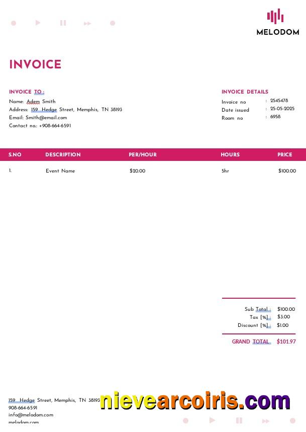Realistic Music Festival Invoice Template