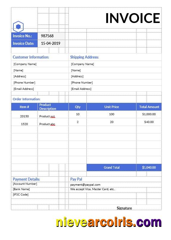 Premium Non Tax Invoice Template