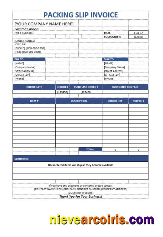 Premium Packaging Slip Invoice Template