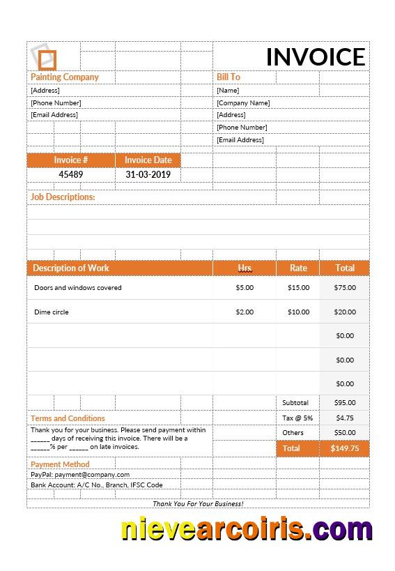 Professional Painting Services Invoice Template