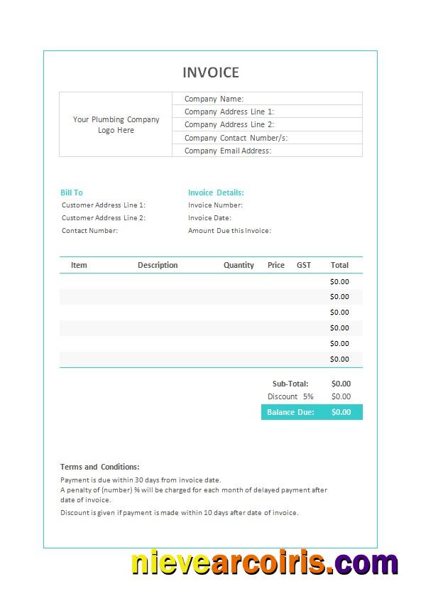 Premium Plumbing Invoice Template