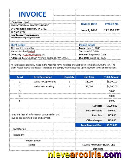 Editable Professional Advertising Agency Invoice Template