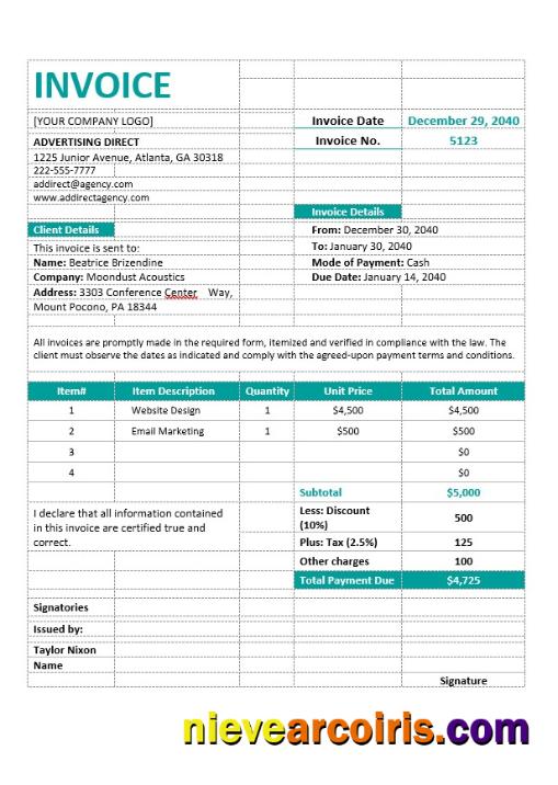 Editable Professional Agency Invoice Template