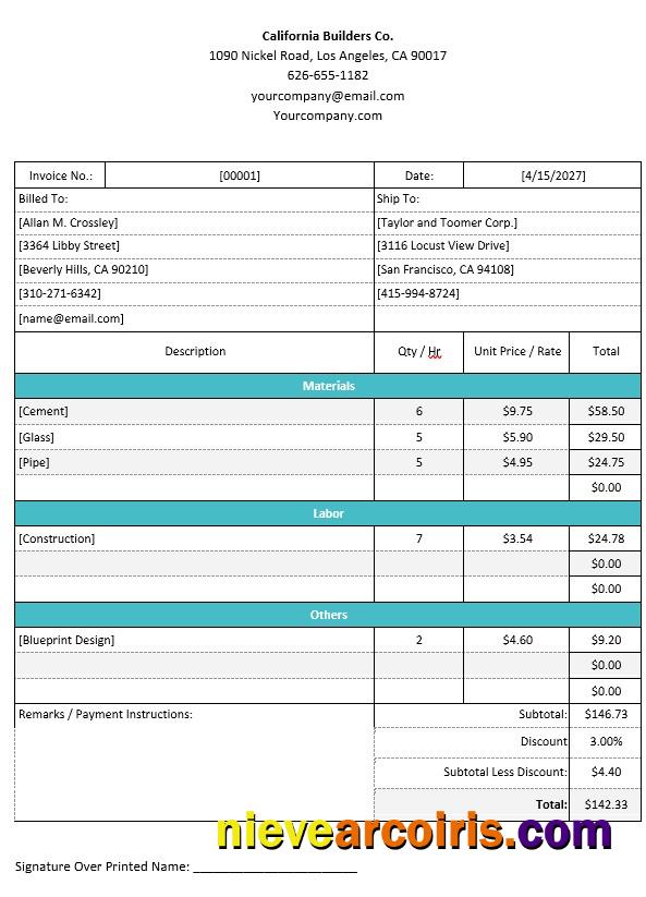 Premium Professional Construction Invoice Template