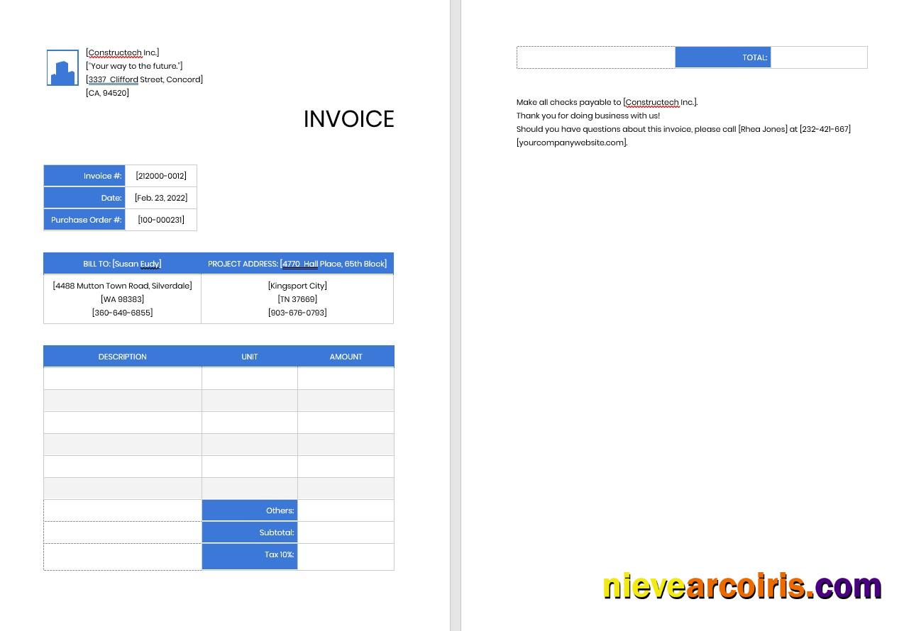 Editable Professional Contractor Invoice Template