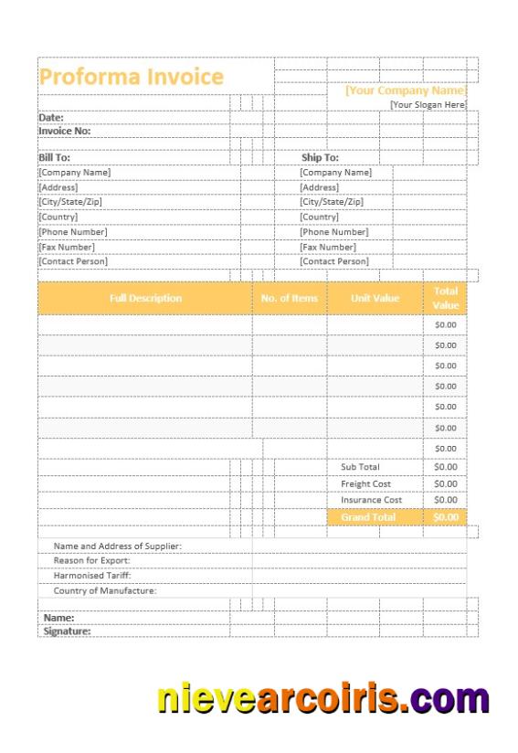 Realistic Proforma Invoice Template