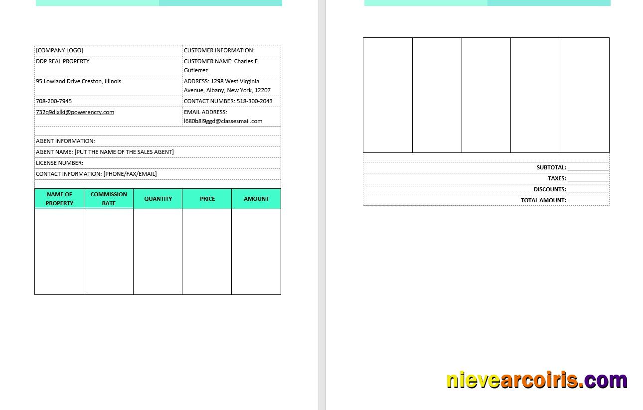Realistic Real Estate Brokerage Commission Invoice Template