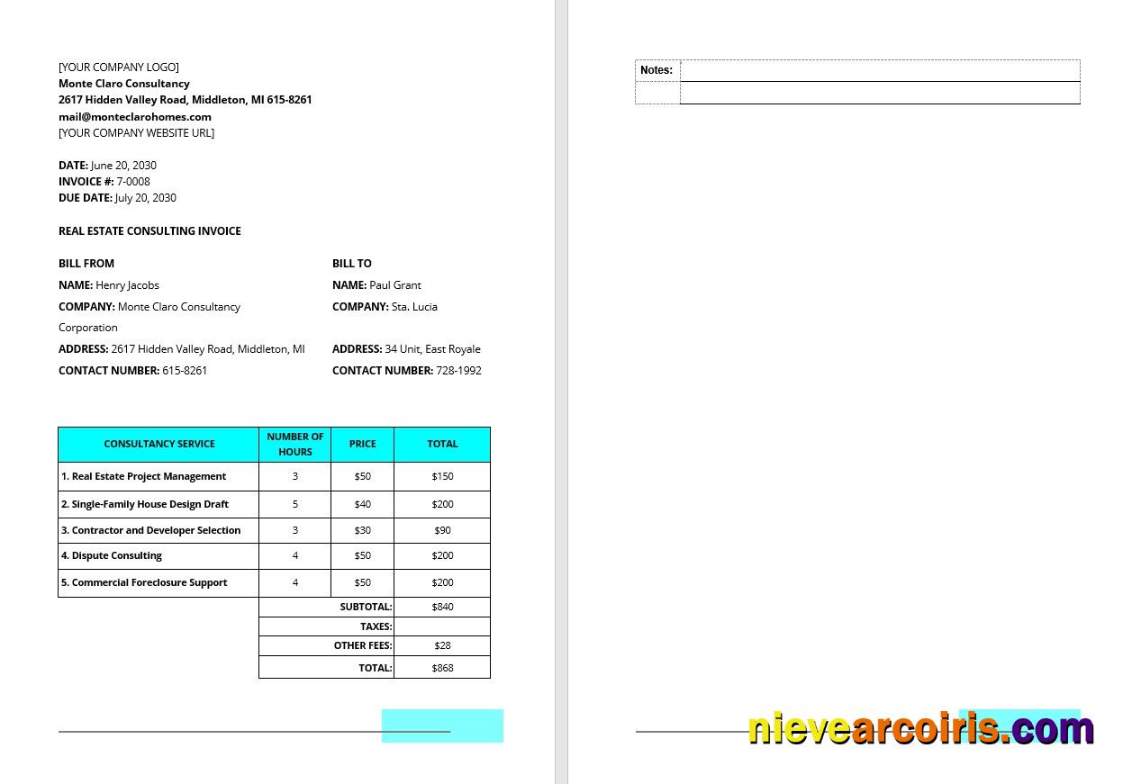 Premium Real Estate Consulting Invoice Template
