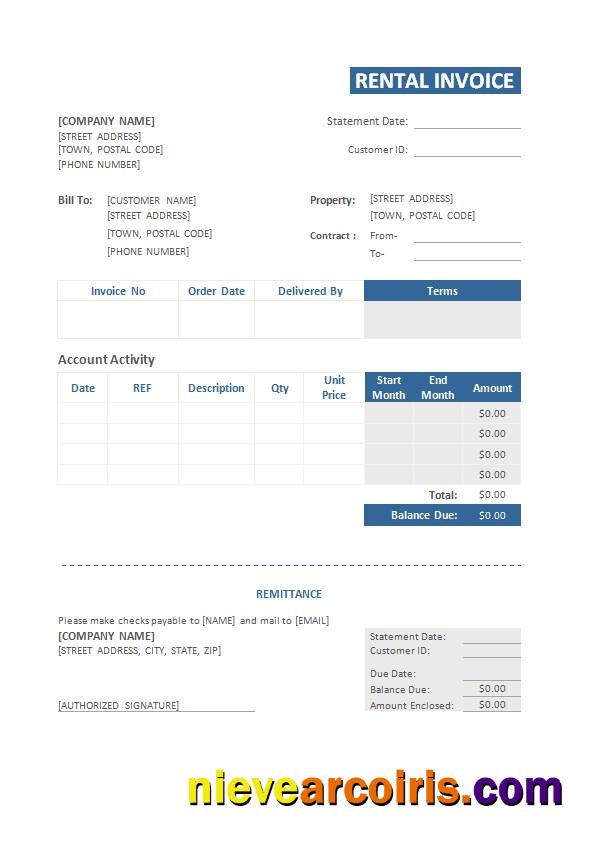 Editable Rental Invoice Template