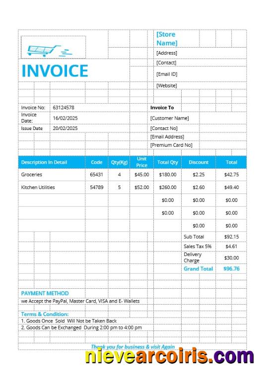 Realistic Retail Store Invoice Template