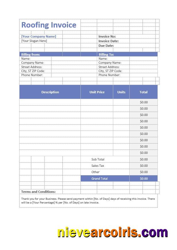 Premium Roofing Invoice Template