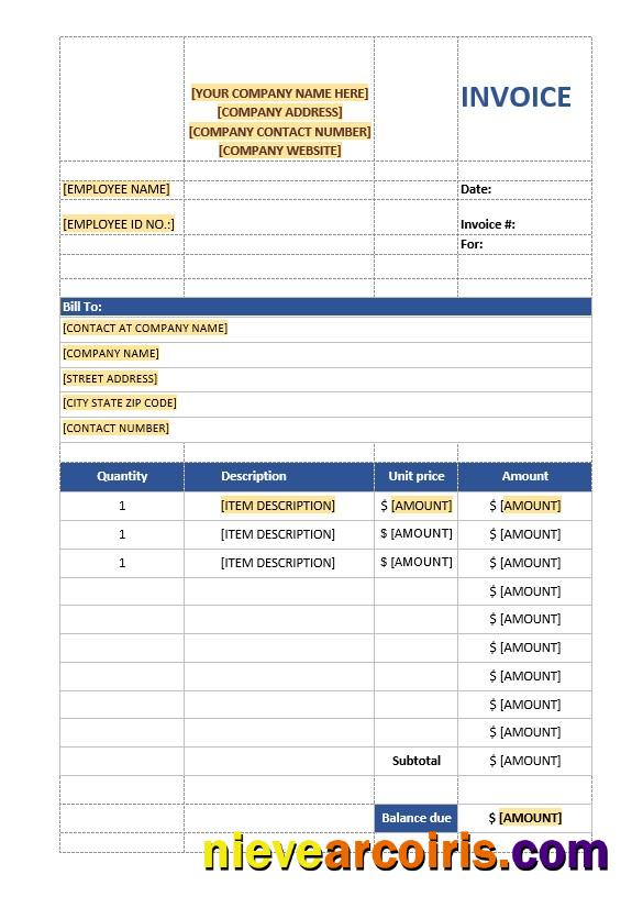 Editable Sales Invoice Template