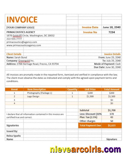Editable Sample Agency Invoice Template