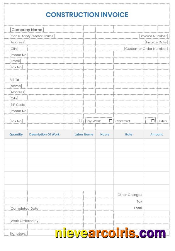 Premium Sample Construction Invoice Template