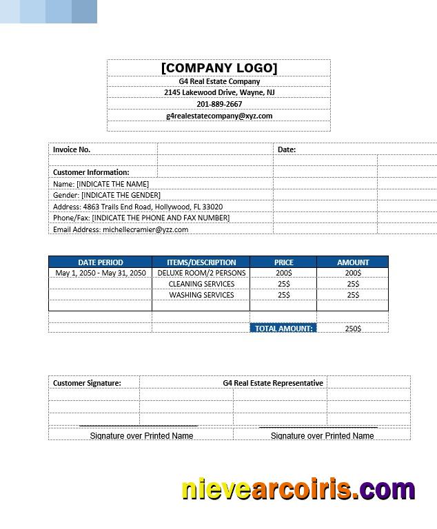 Premium Sample Real Estate Invoice Template