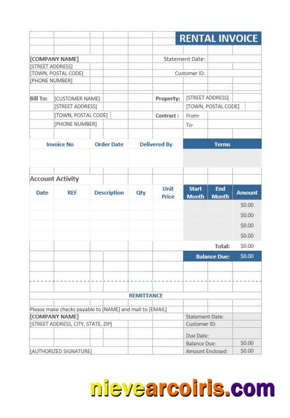 Professional Sample Rental Invoice Template