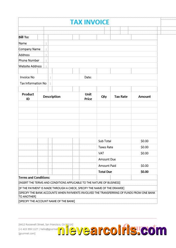 Professional Sample Tax Invoice Template