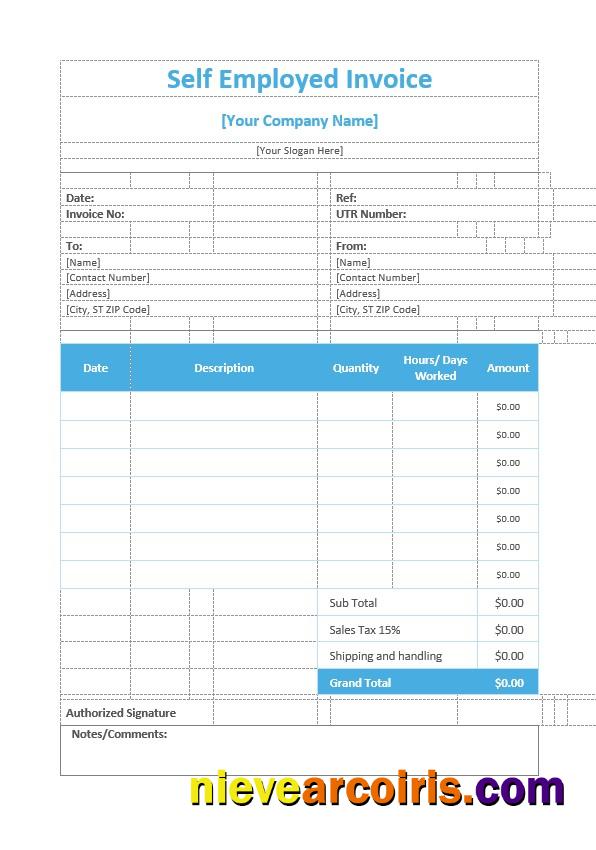 Realistic Self Employed Invoice Template