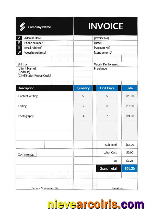 Premium Self Employment Contractor Invoice Template