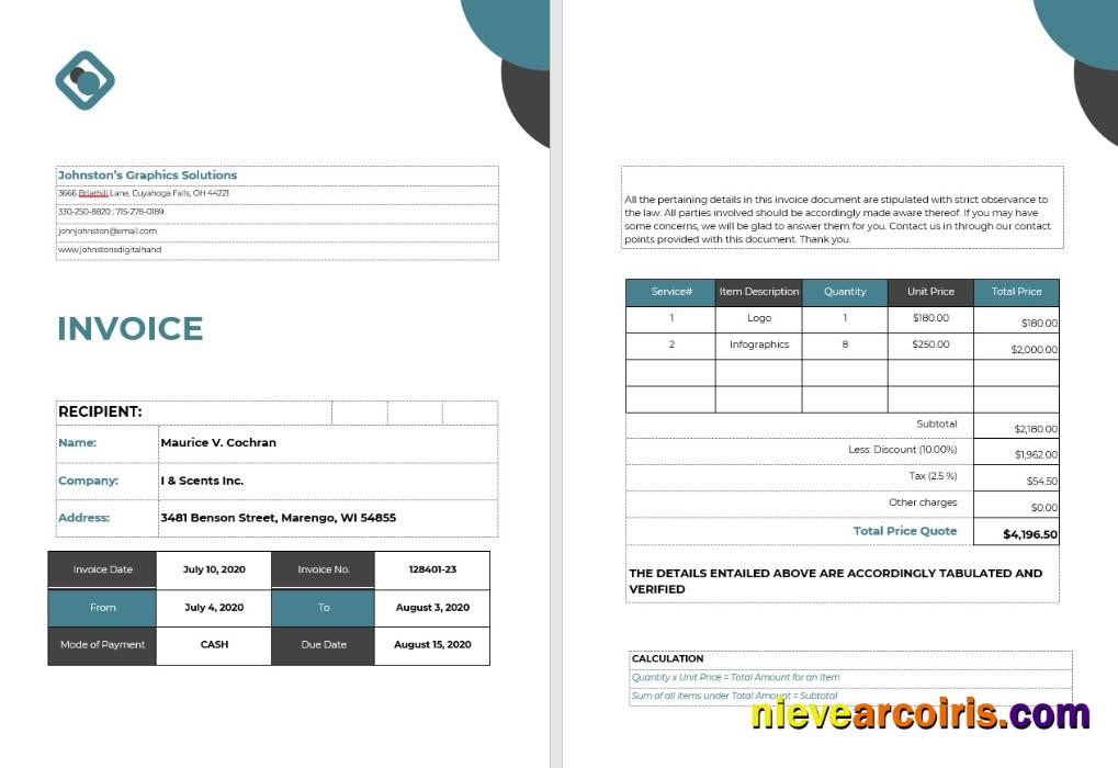 Professional Self Employed Invoice Template