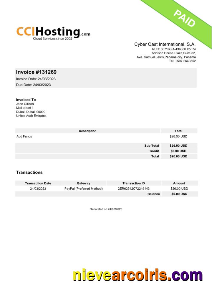 Realistic UAE Cyber Cast International Invoice Word And PDF Template