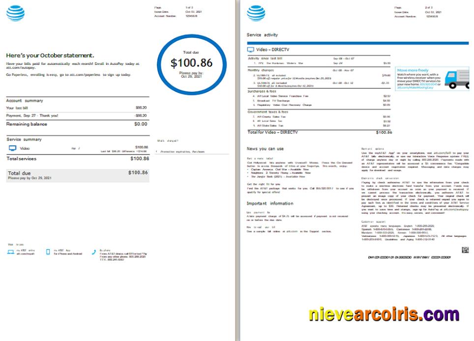 USA AT&T Invoice Preview