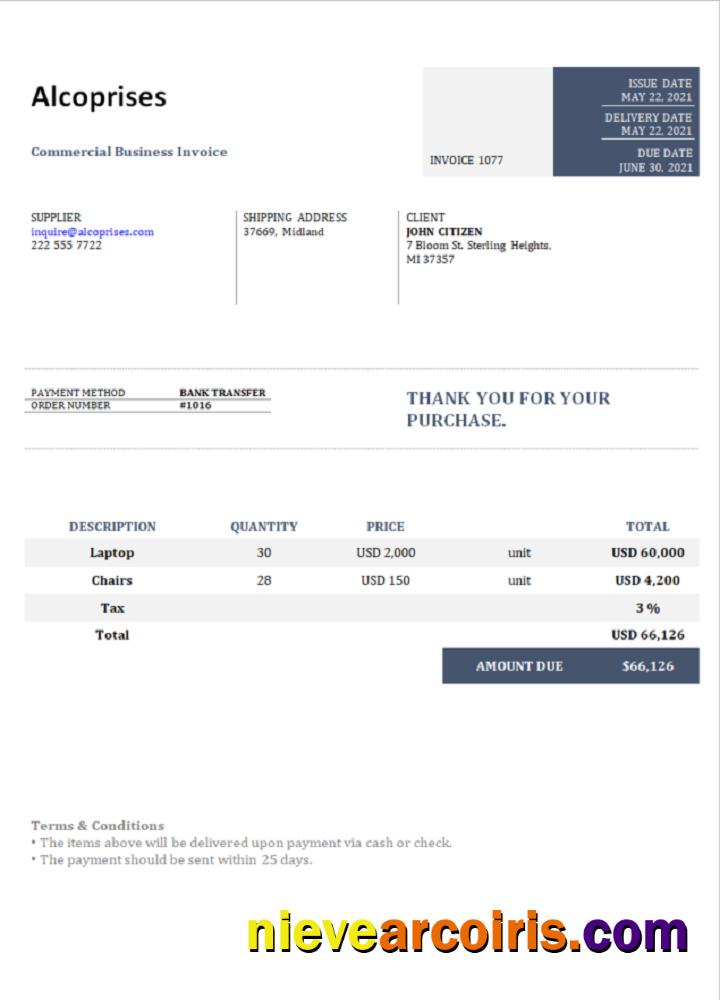 USA Alcoprises Invoice Preview