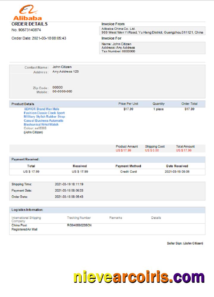 USA Alibaba Invoice Photolook