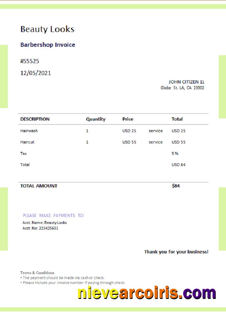 USA Beauty Looks Invoice Photolook