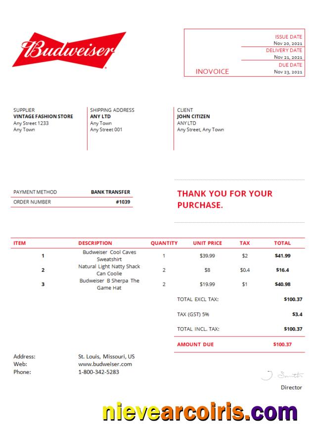 USA Budweiser Invoice Photolook