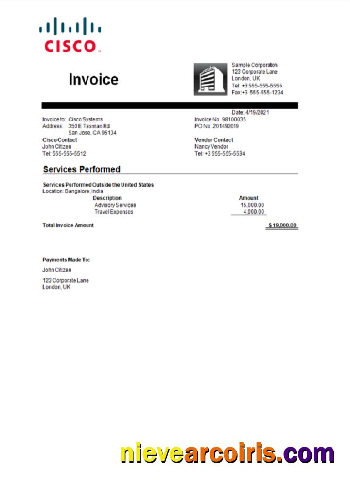 USA Cisco Invoice Photolook