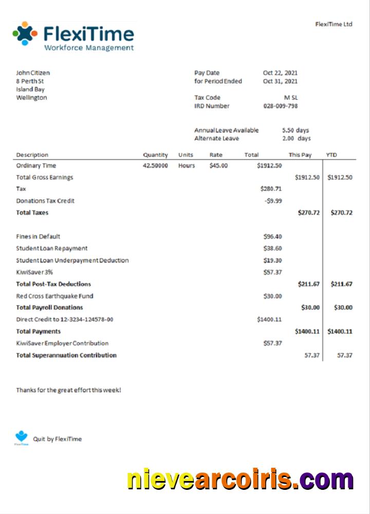 USA FlexiTime Workforce Management & Payroll Solutions Invoice Preview