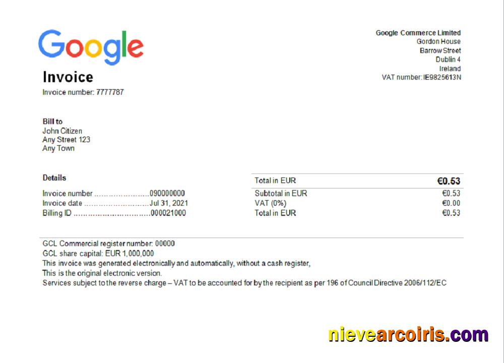 Premium USA Google Invoice Template