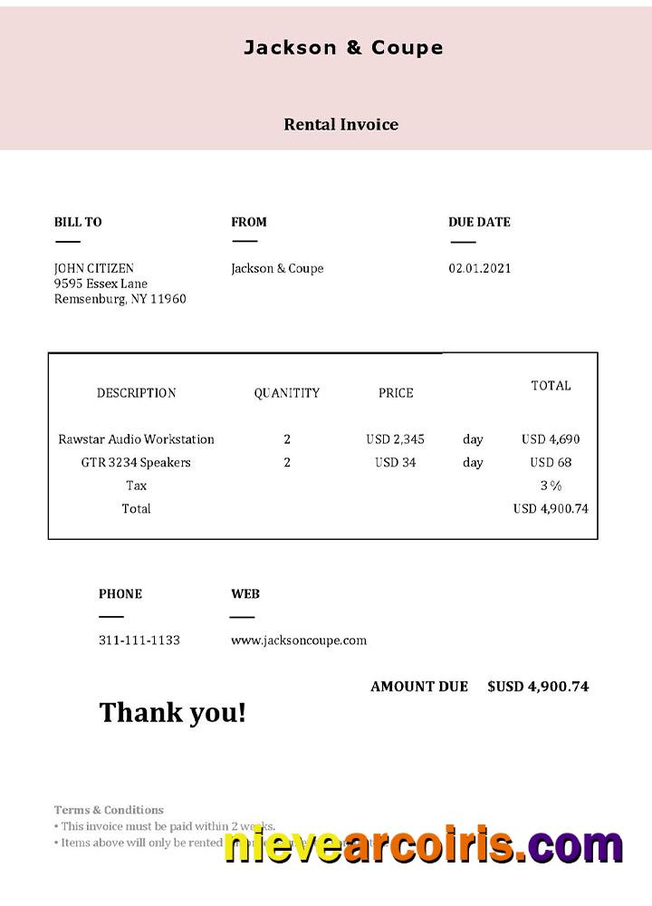 USA Jackson & Coupe Invoice Photolook