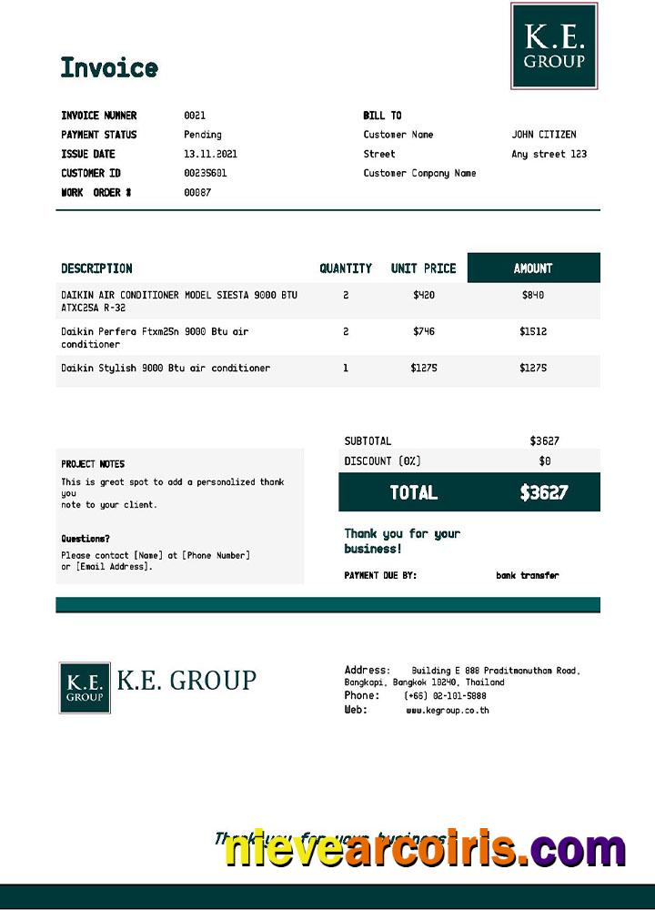 Editable USA KE Group Invoice Template