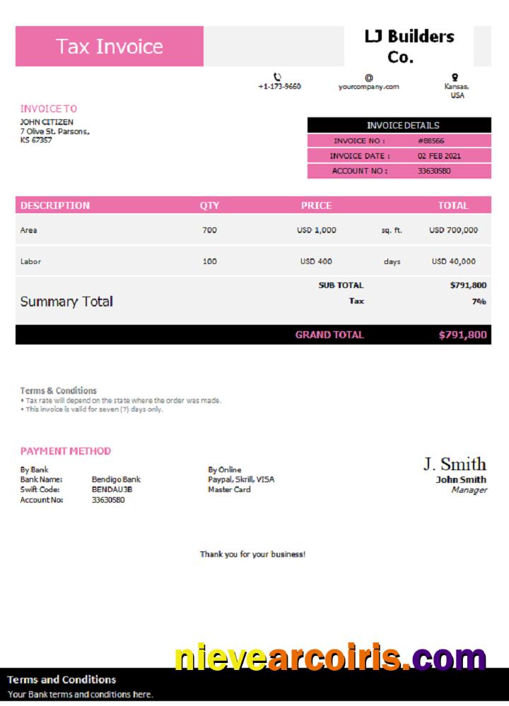 USA LJ Builders Co. Invoice Preview