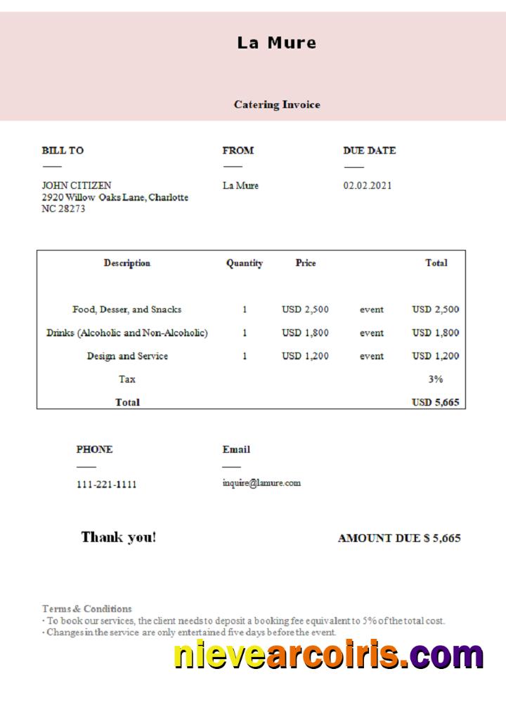 USA La Mure Invoice Preview