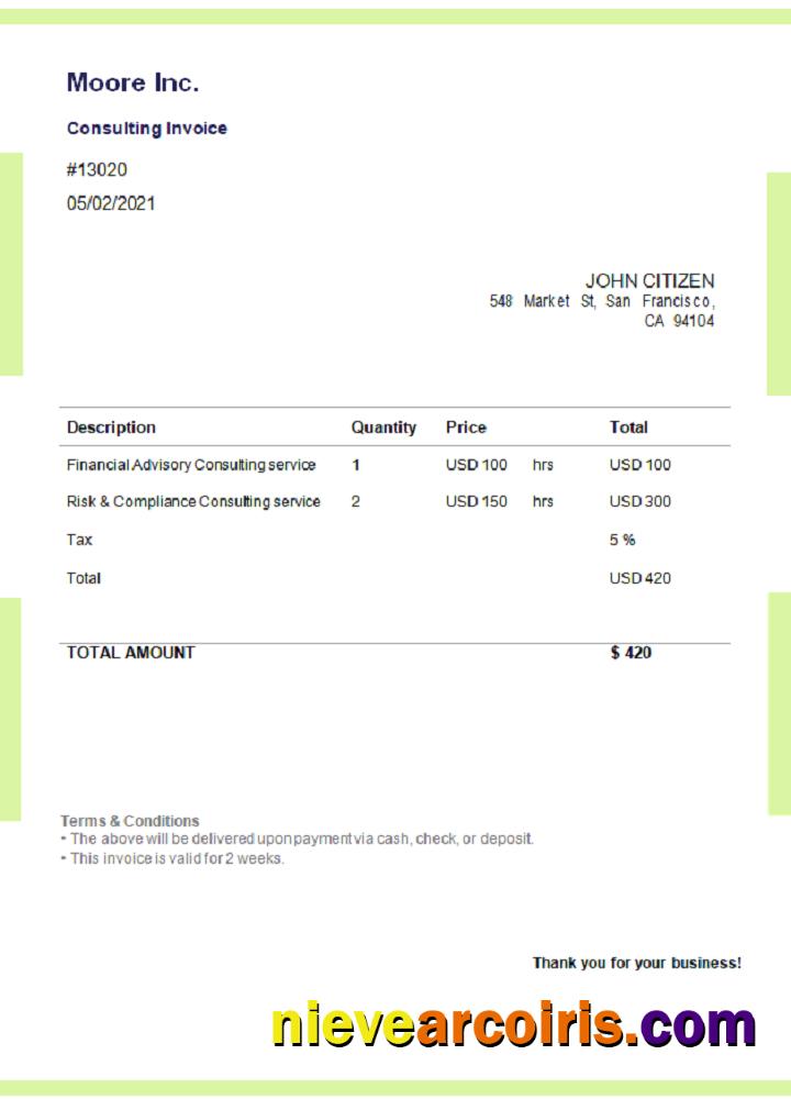 USA Moore Inc. Invoice Photolook