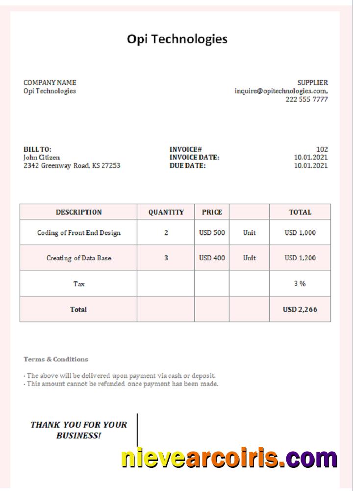 USA Opi Technologies Invoice Photolook