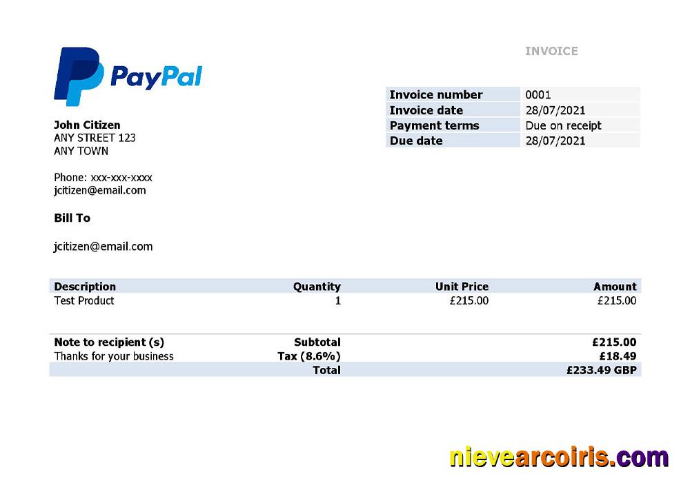 USA PayPal Invoice Photolook