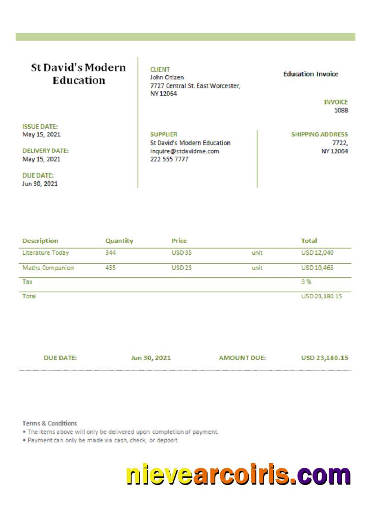 USA St David’s Modern Education Invoice Photolook
