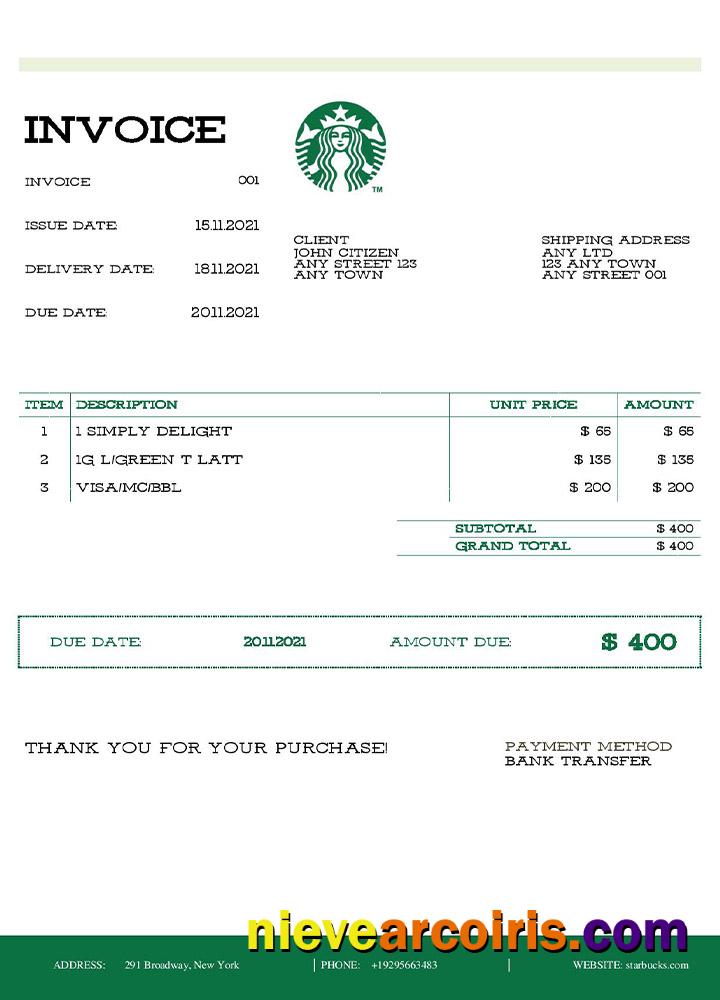 USA Starbucks Invoice(2) Photolook