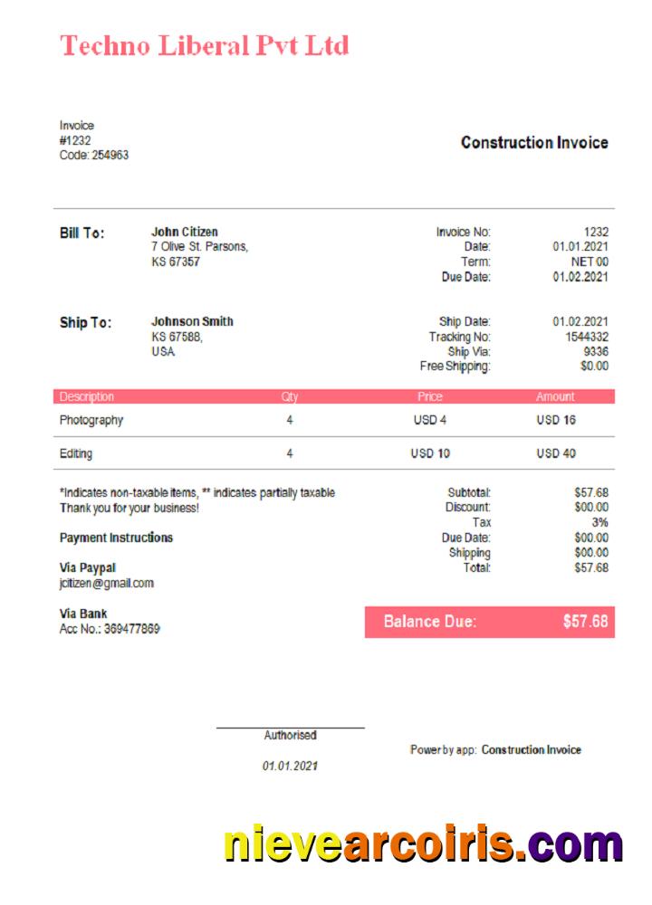 USA Techno Liberal Pvt Ltd Invoice Preview